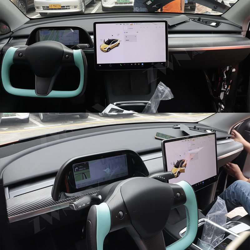 Το τέσλα επιτροπής οργάνων αυτοκινήτων LCD ινών άνθρακα διαμορφώνει την πρότυπη Υ ψηφιακή συστάδα 3