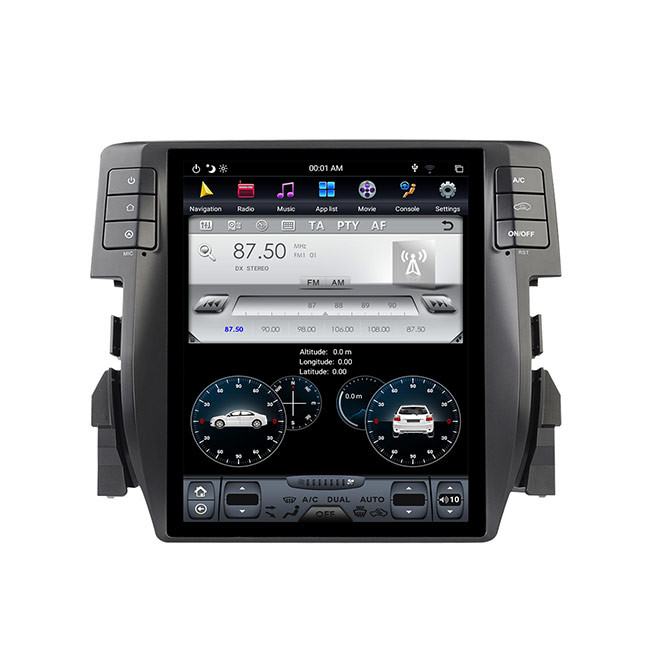 Κάθετη ενιαία DIN Bluetooth επικεφαλής μονάδα οθόνης 128G για Honda Civic