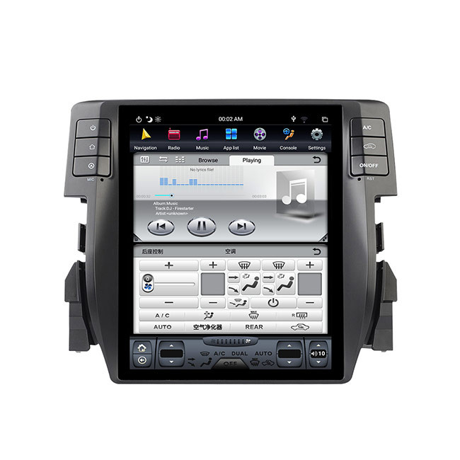 Κάθετη ενιαία DIN Bluetooth επικεφαλής μονάδα οθόνης 128G για Honda Civic